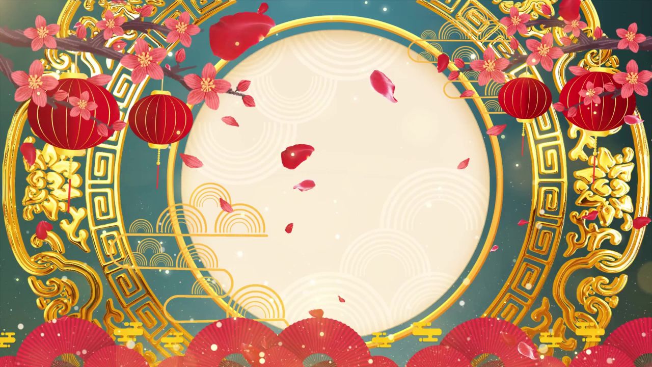 古风背景视频 中国风 意境春天 桃花 水墨 106