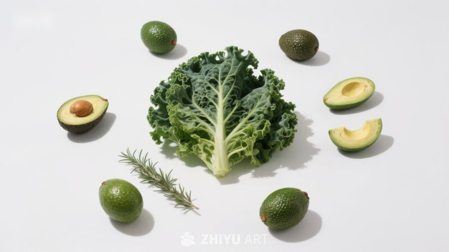 羽衣甘蓝与鳄梨的健康组合