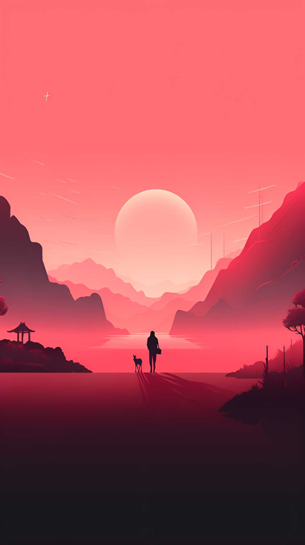 红色唯美背景意境