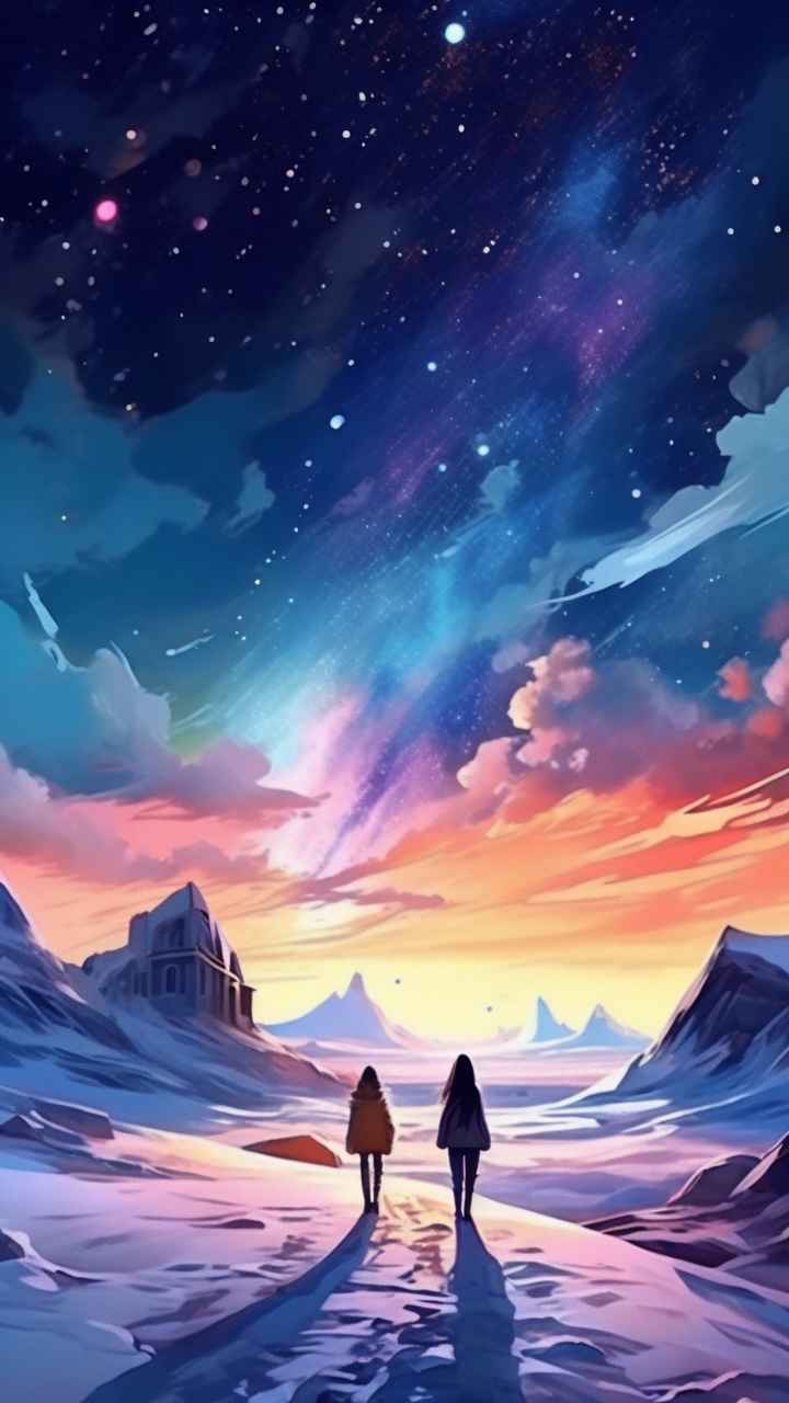 仙境广角冬日沙漠插画雪景 14