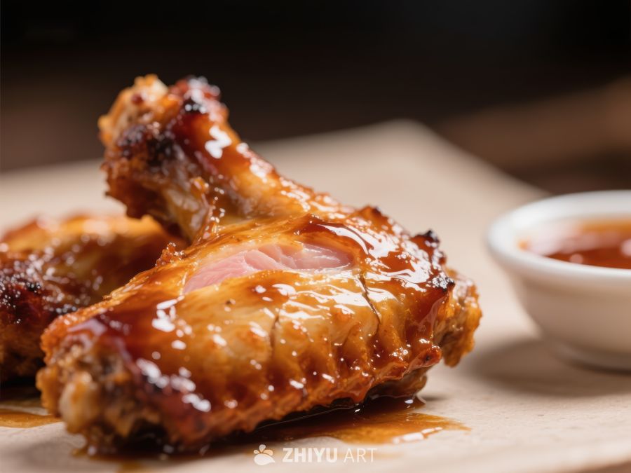 美味烤鸡翅配酱料