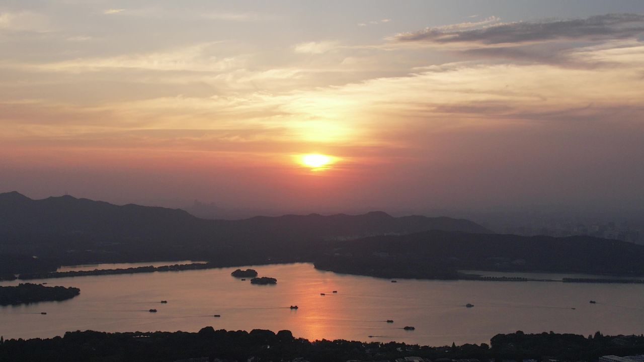浙江杭州城市风光地标建筑航拍