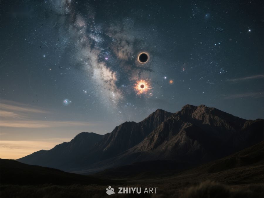 星空下的山峦与日食奇观 208