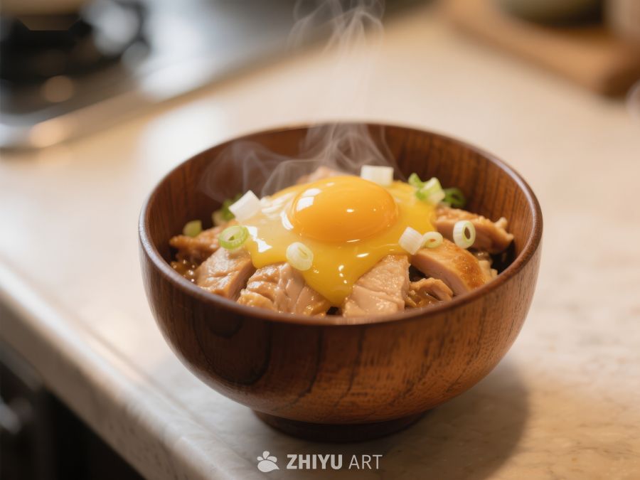 热腾腾的木碗盖饭，蛋黄诱人 202