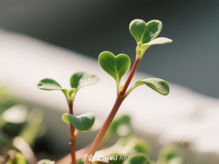 新生绿植心形叶片特写 376