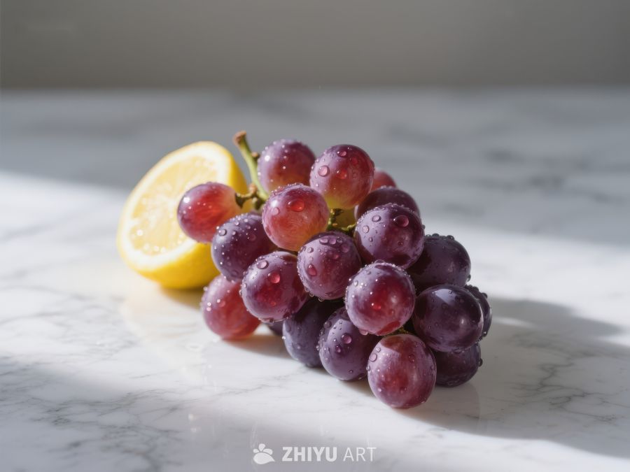 新鲜葡萄与柠檬片静物图 705