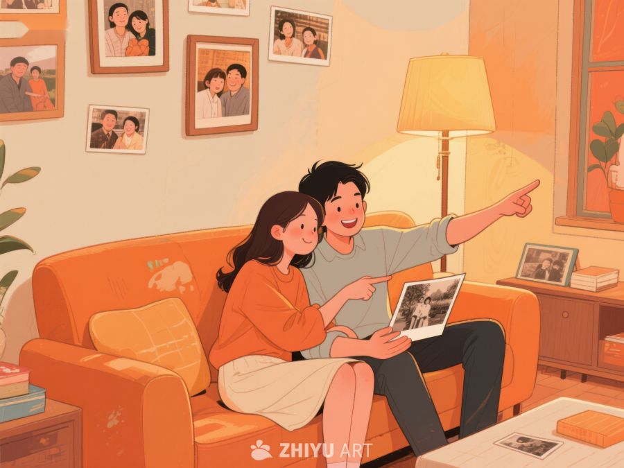 温馨客厅中的一对情侣共度时光 726