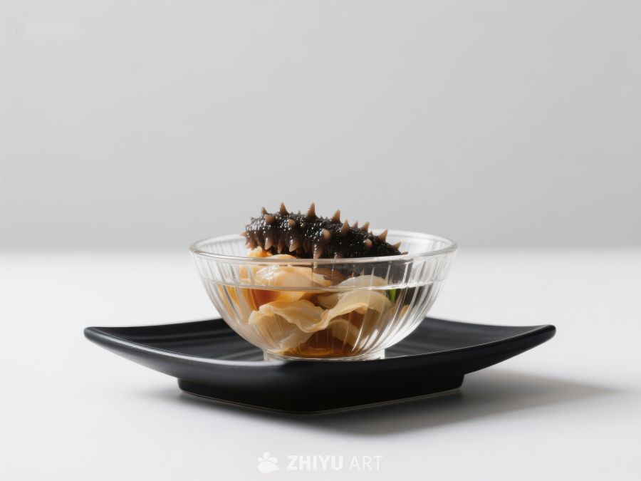 海参与汤汁置于透明碗中 187