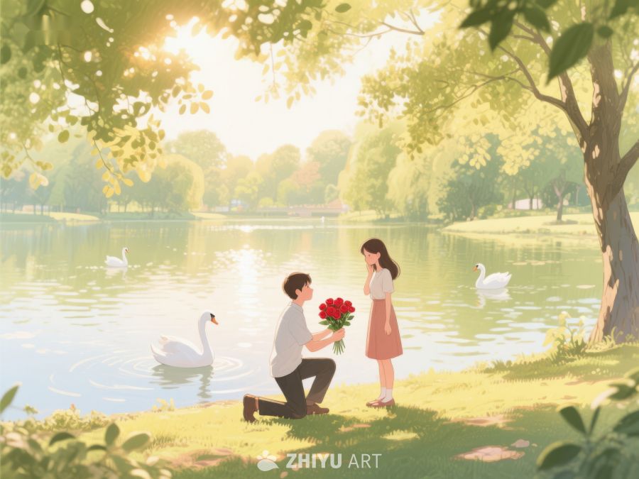 湖畔求婚，花束见证浪漫时刻 306