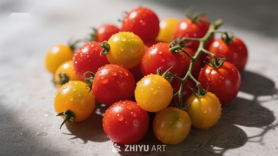 新鲜樱桃番茄，色彩斑斓