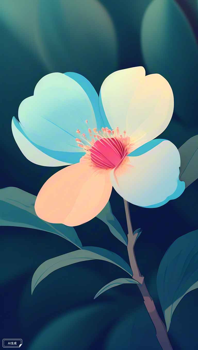 一朵桃花渐变色唯美简约高清 16