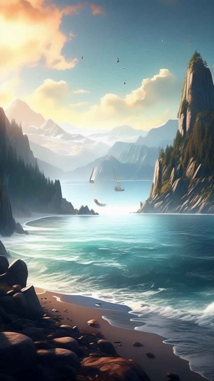 雾气缭绕水墨山水画简约风格 35
