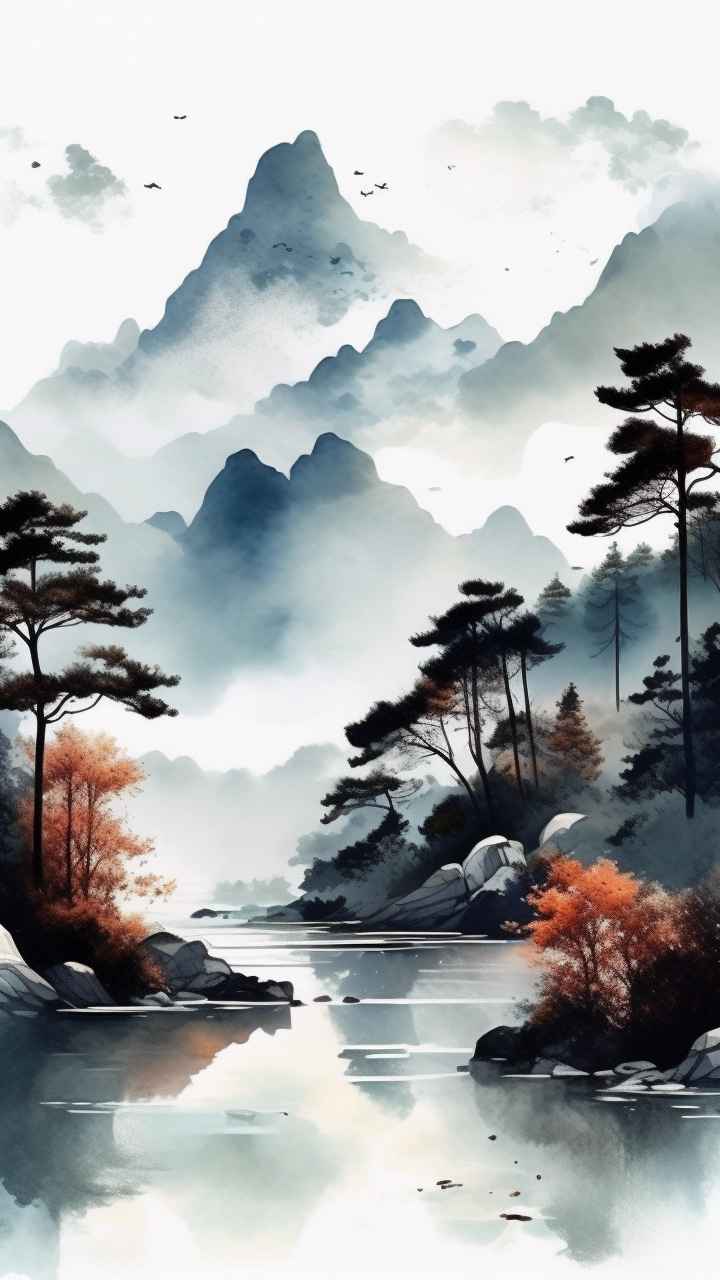 国风山水画背景插画 51