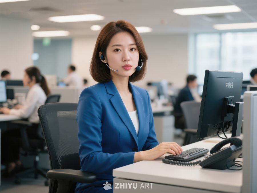 办公室内专注工作的女性 73