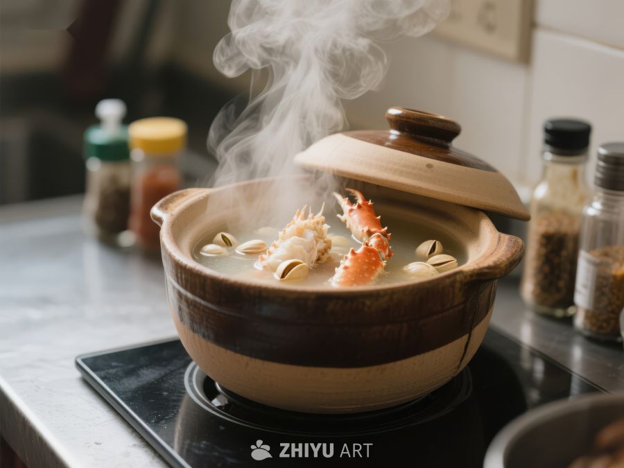 热气腾腾的海鲜煲正在烹饪 172
