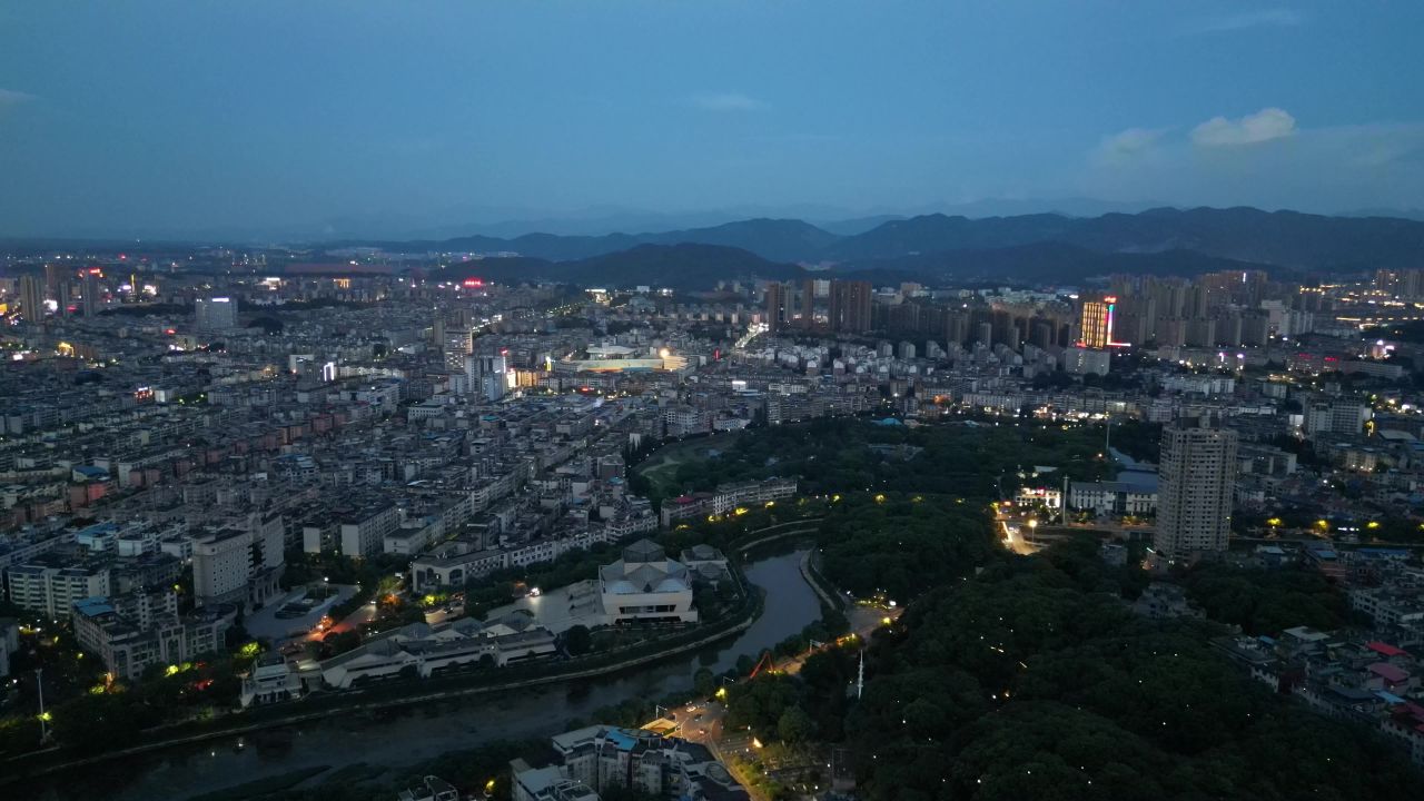 航拍江西萍乡夜幕萍乡夜景