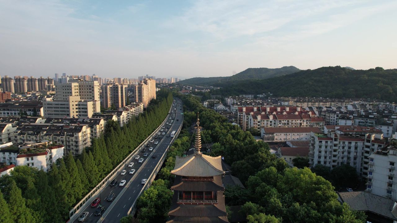 浙江杭州城市风光地标建筑航拍