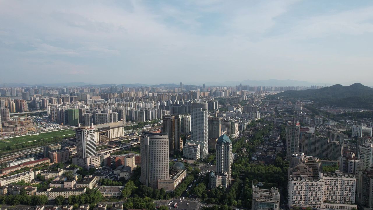 浙江杭州城市风光地标建筑航拍