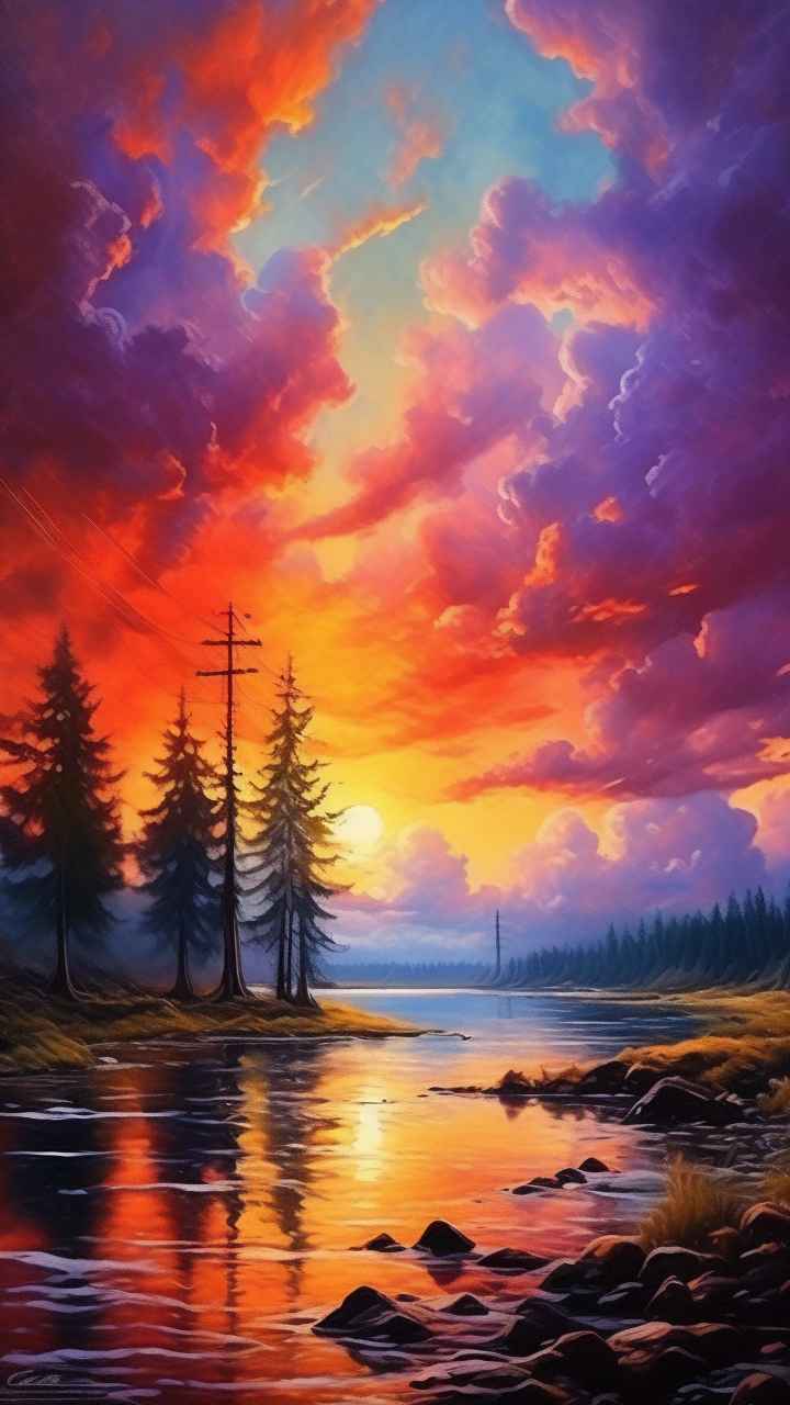 火烧云自然主题插画 28