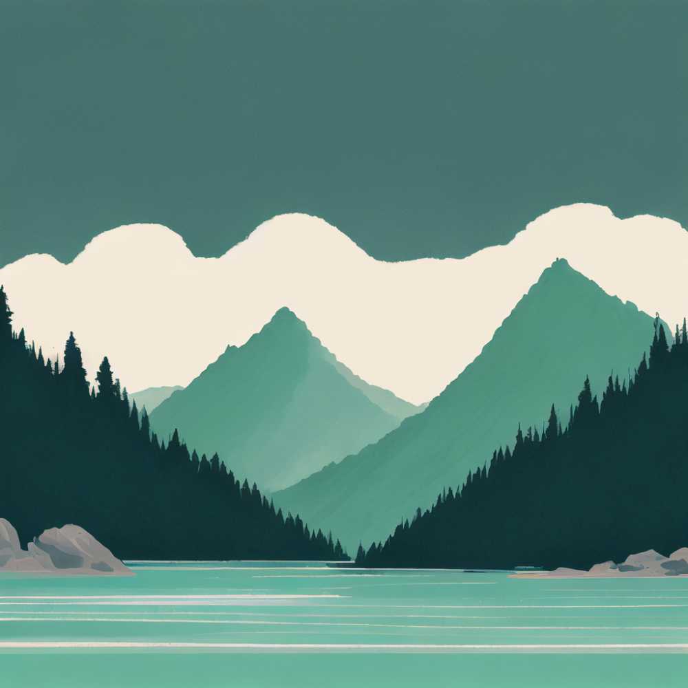 浅绿色山水画1