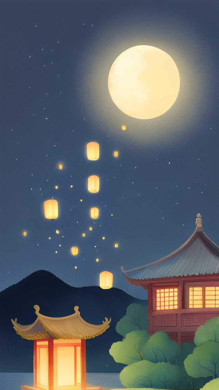 唯美小暑夜晚原创插画海报素材