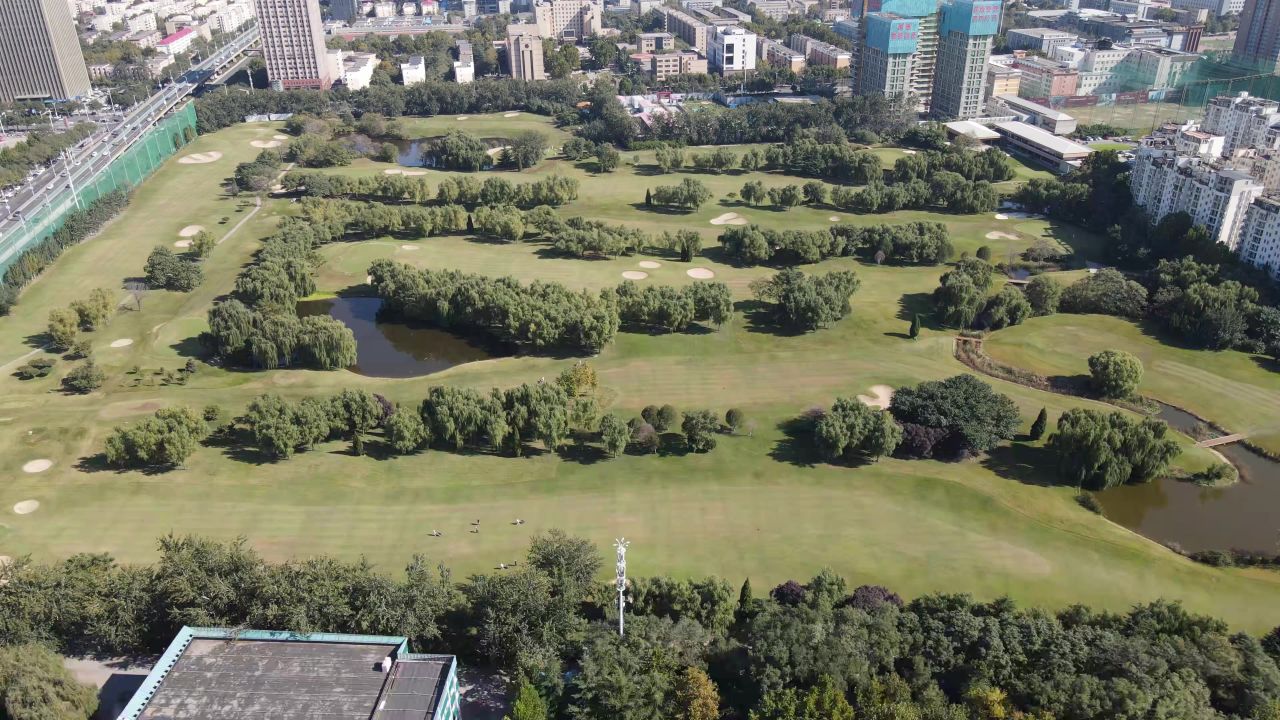  河北石家庄城市公园航拍