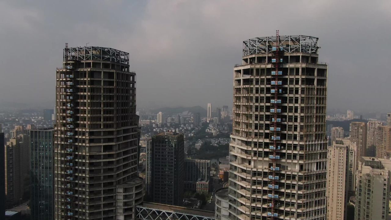 城市在建高楼烂尾楼航拍