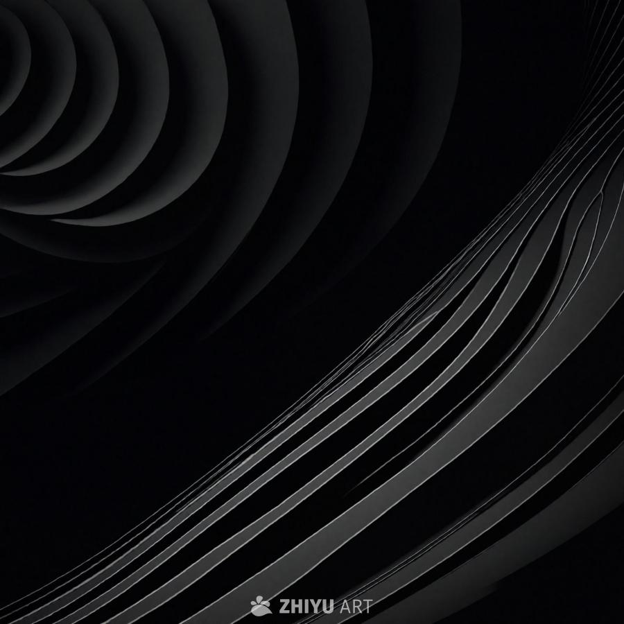 一个黑色的背景上，呈现出一系列弯曲、细长的形状，类