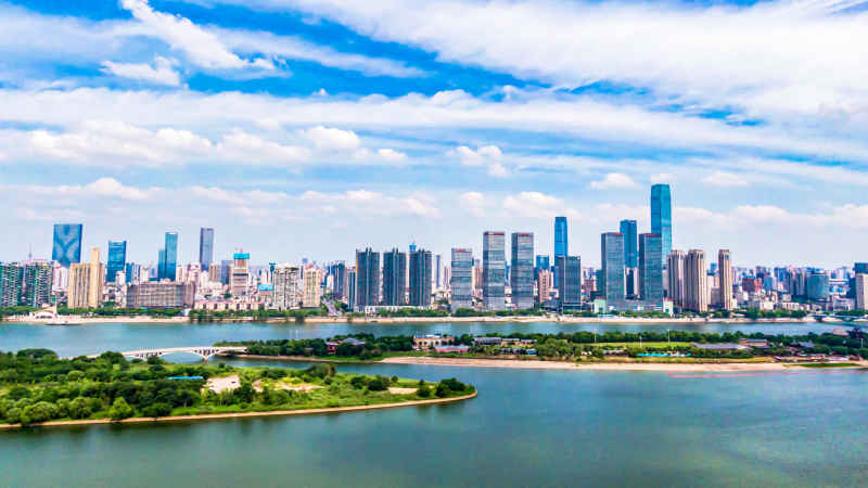 湖南长沙城市风光航拍摄影图 