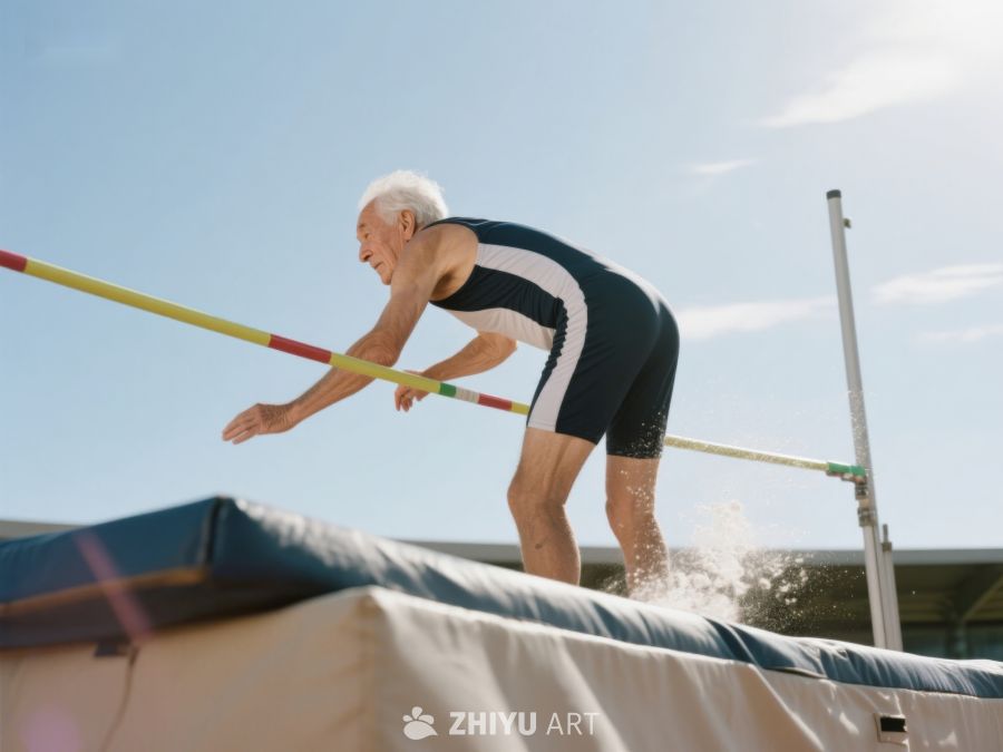 老年运动员进行跳高训练 351