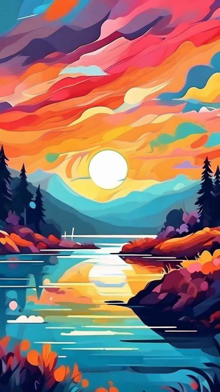 印象派风景色彩丰富的天空 23