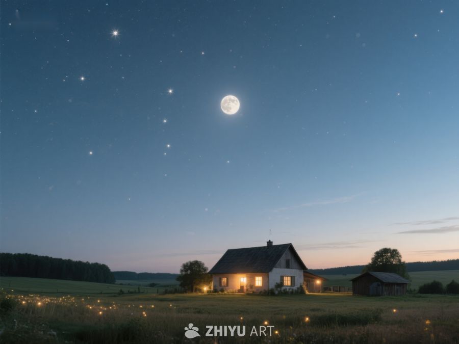 月夜下的乡村小屋 604