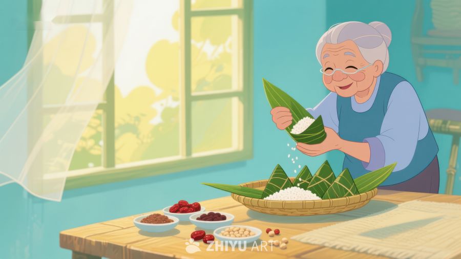 老奶奶制作传统粽子 216