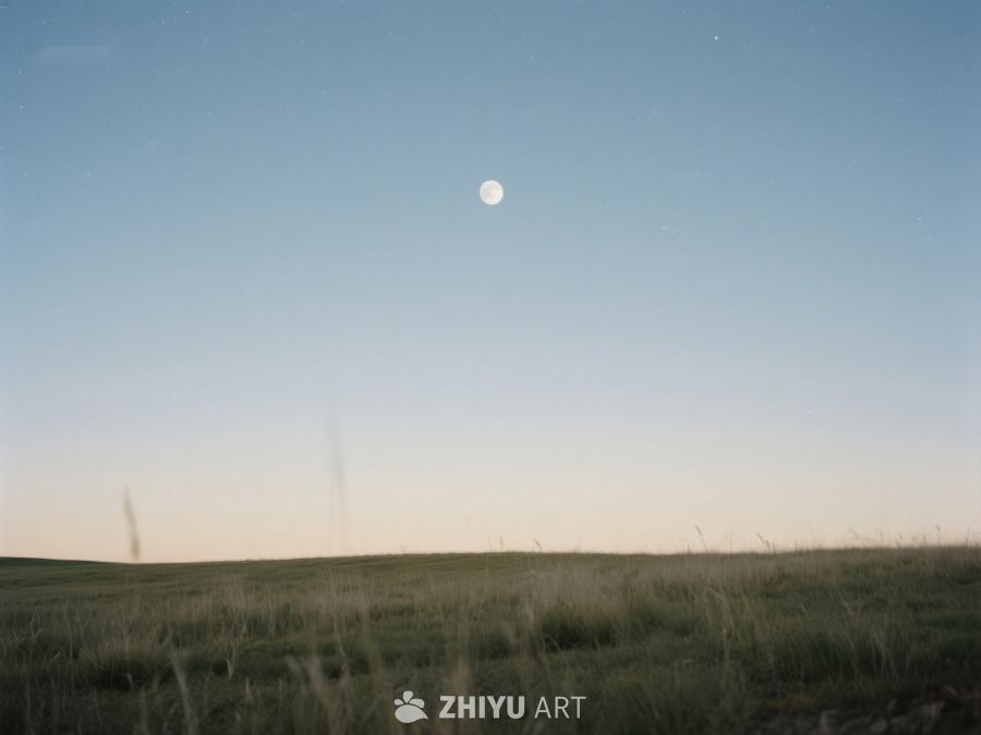 月升草原，宁静夜景 580