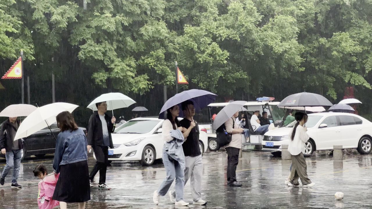4KHDR 下雨行人撑伞