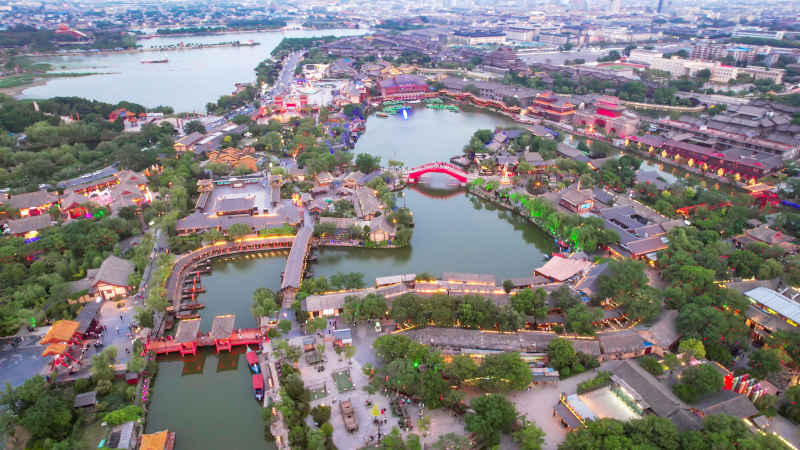 河南开封城市风光旅游景区航拍图 
