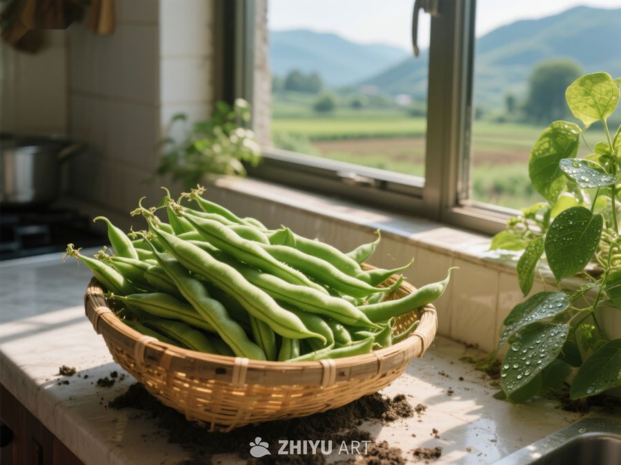 窗台上的新鲜四季豆 167