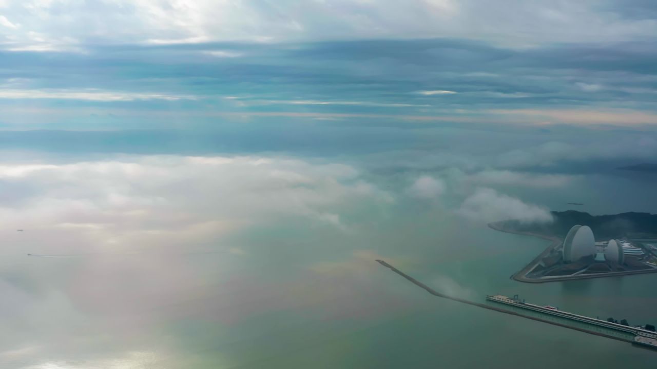  珠海三月空中俯瞰云雾缭绕自然景观六