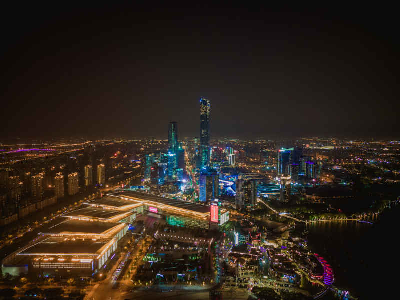 航拍 江苏 苏州 城市 夜景