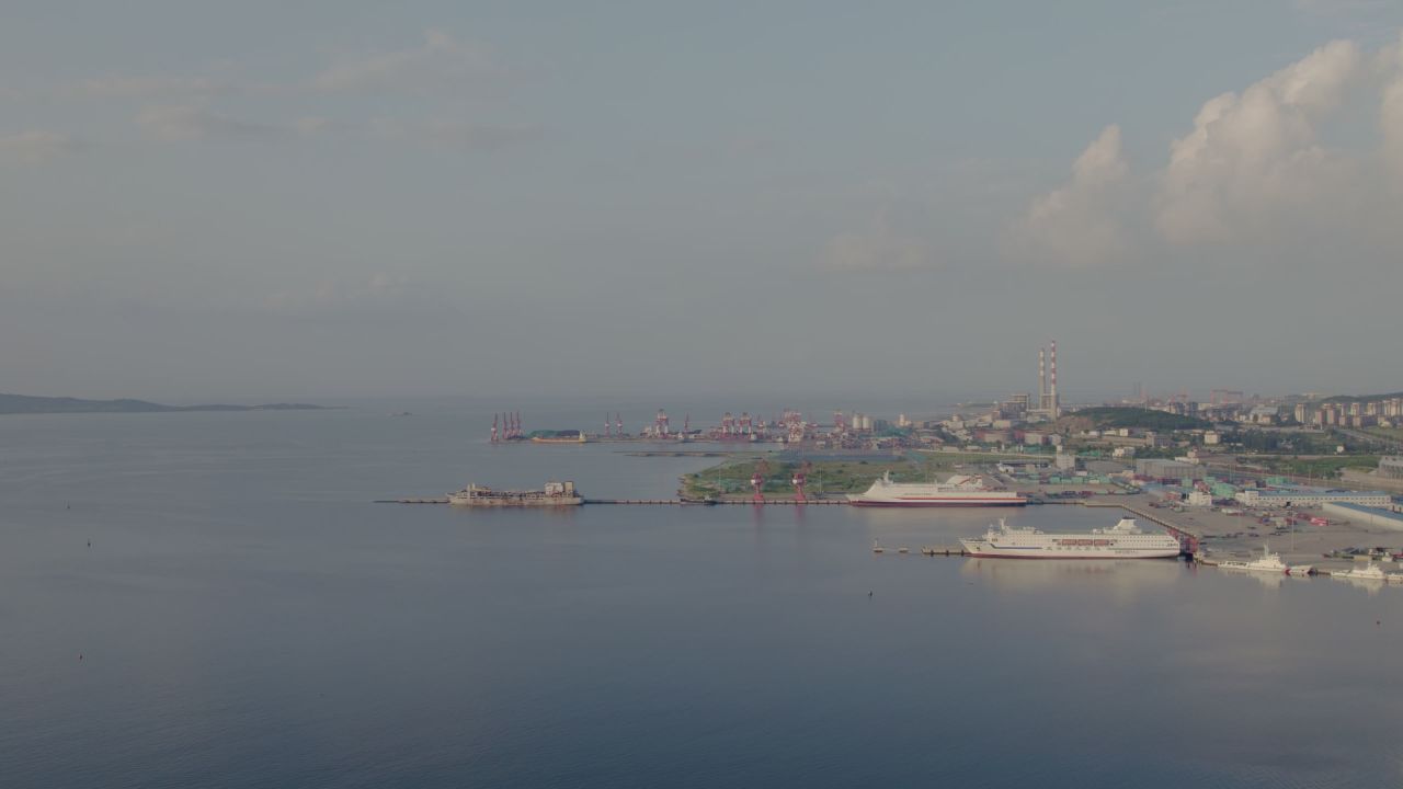 山东威海海上油井航拍