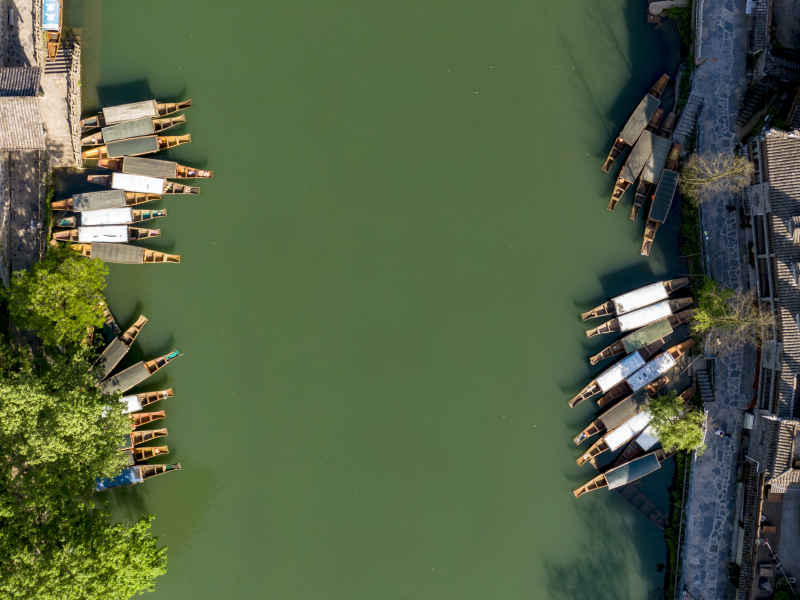 中国著名旅游景点湖南湘西凤凰古城航拍摄影图