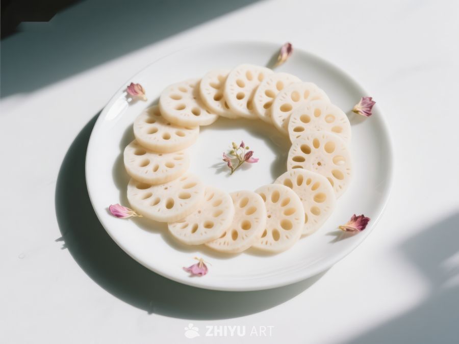莲藕切片摆盘，点缀花瓣 231