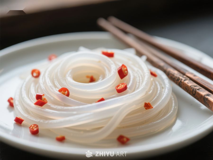 透明米粉配红椒点缀 1473
