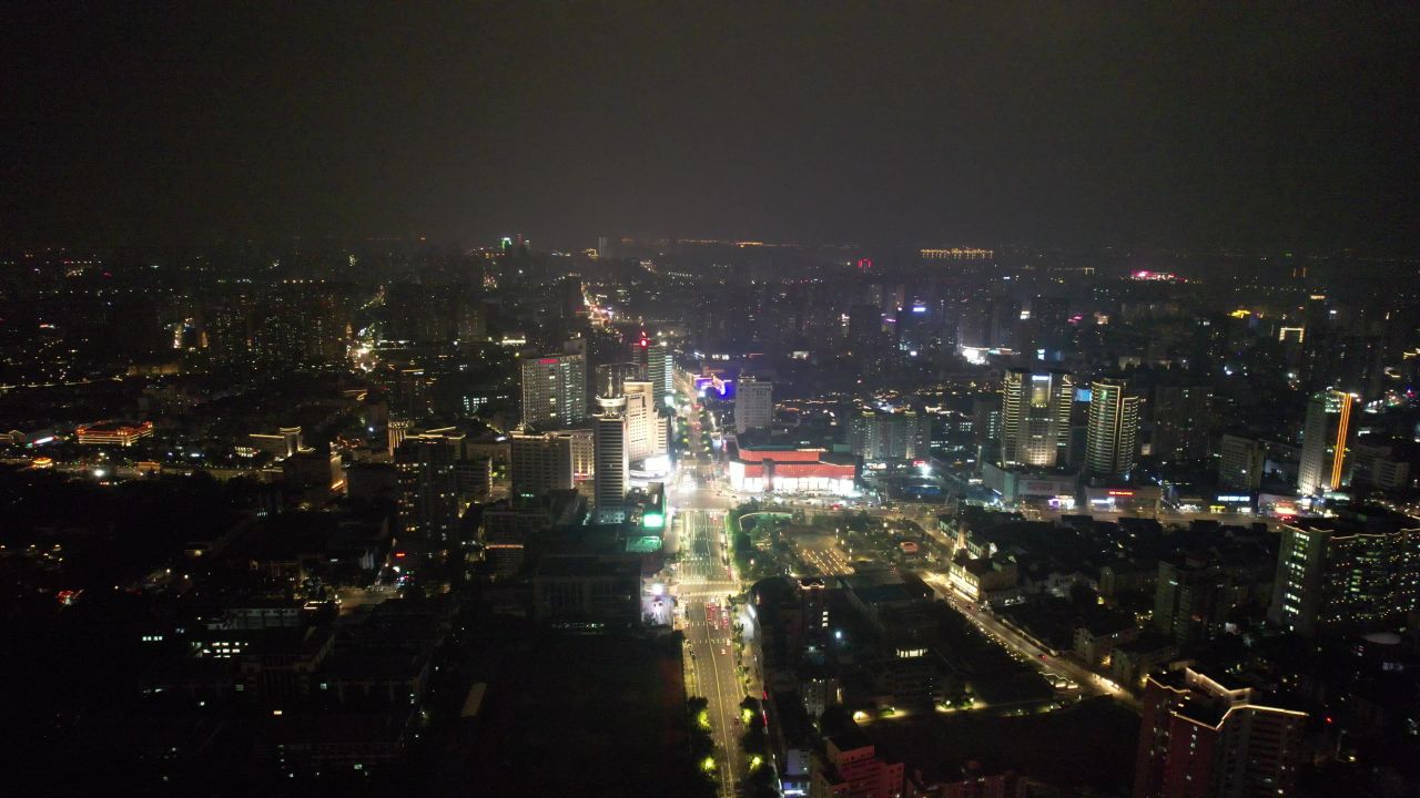 江苏常州城市夜景灯光航拍