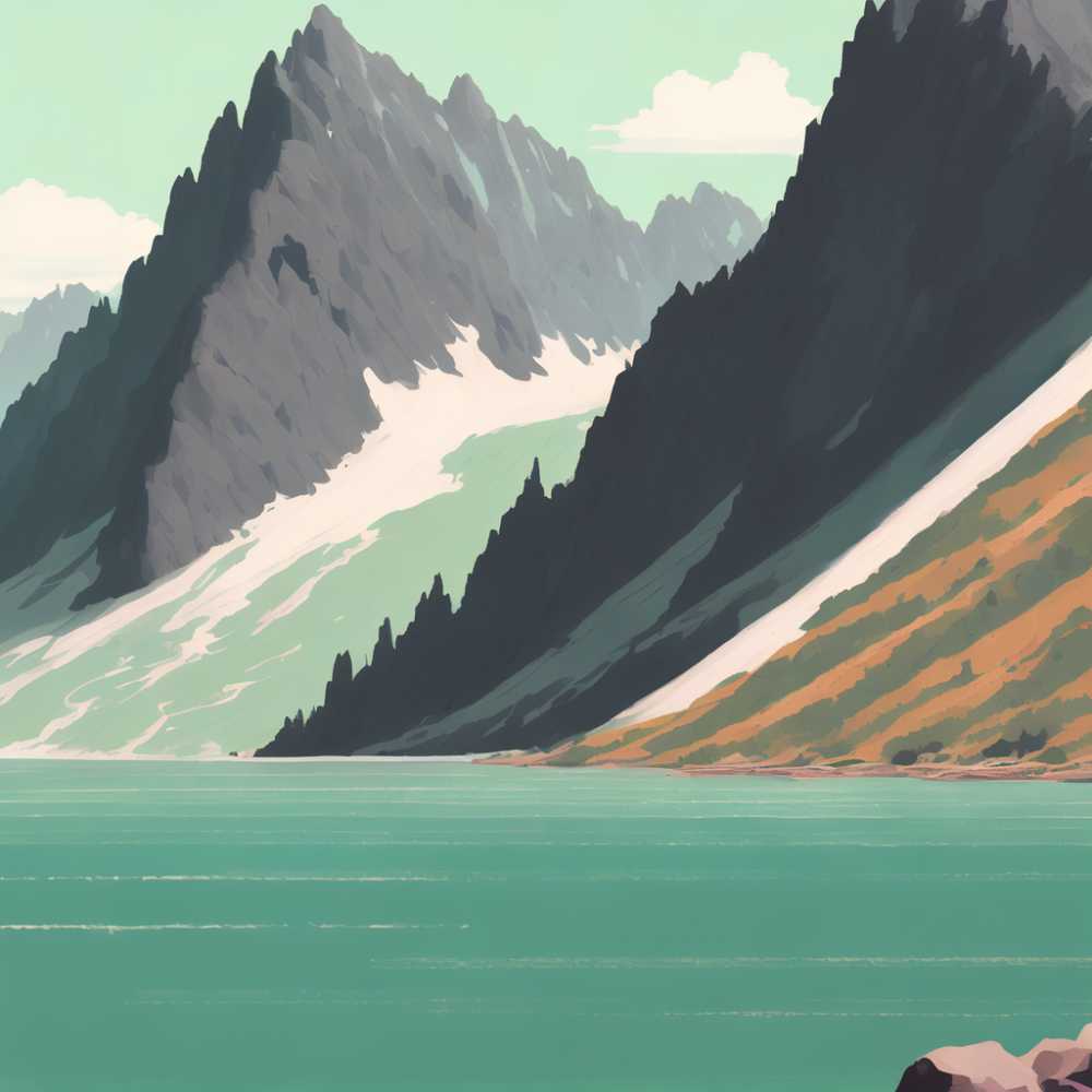 浅绿色山水画1