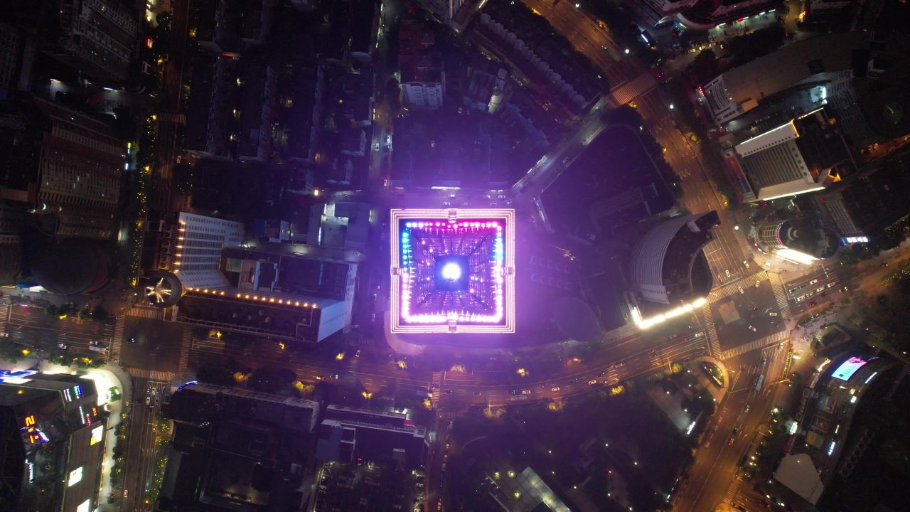 江苏无锡城市夜景灯光航拍