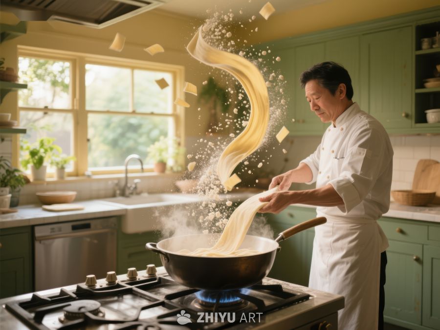 厨师厨房挥洒面条 94