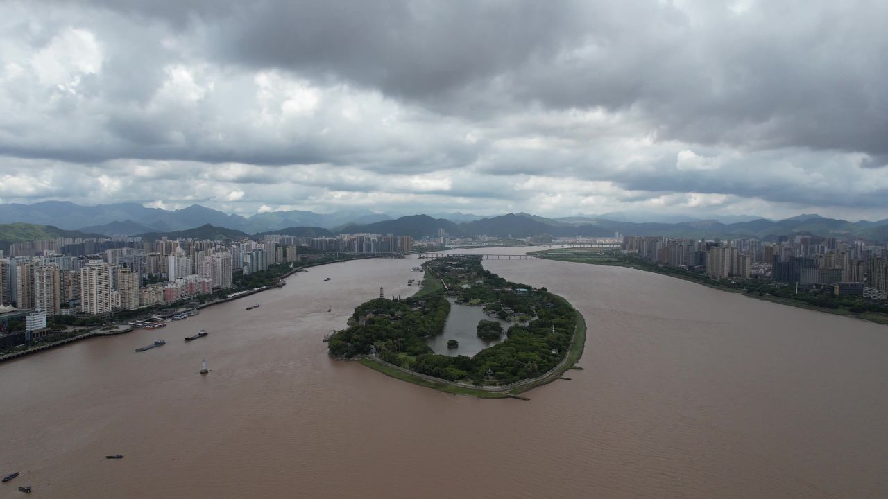 浙江温州江心屿4A景区航拍 