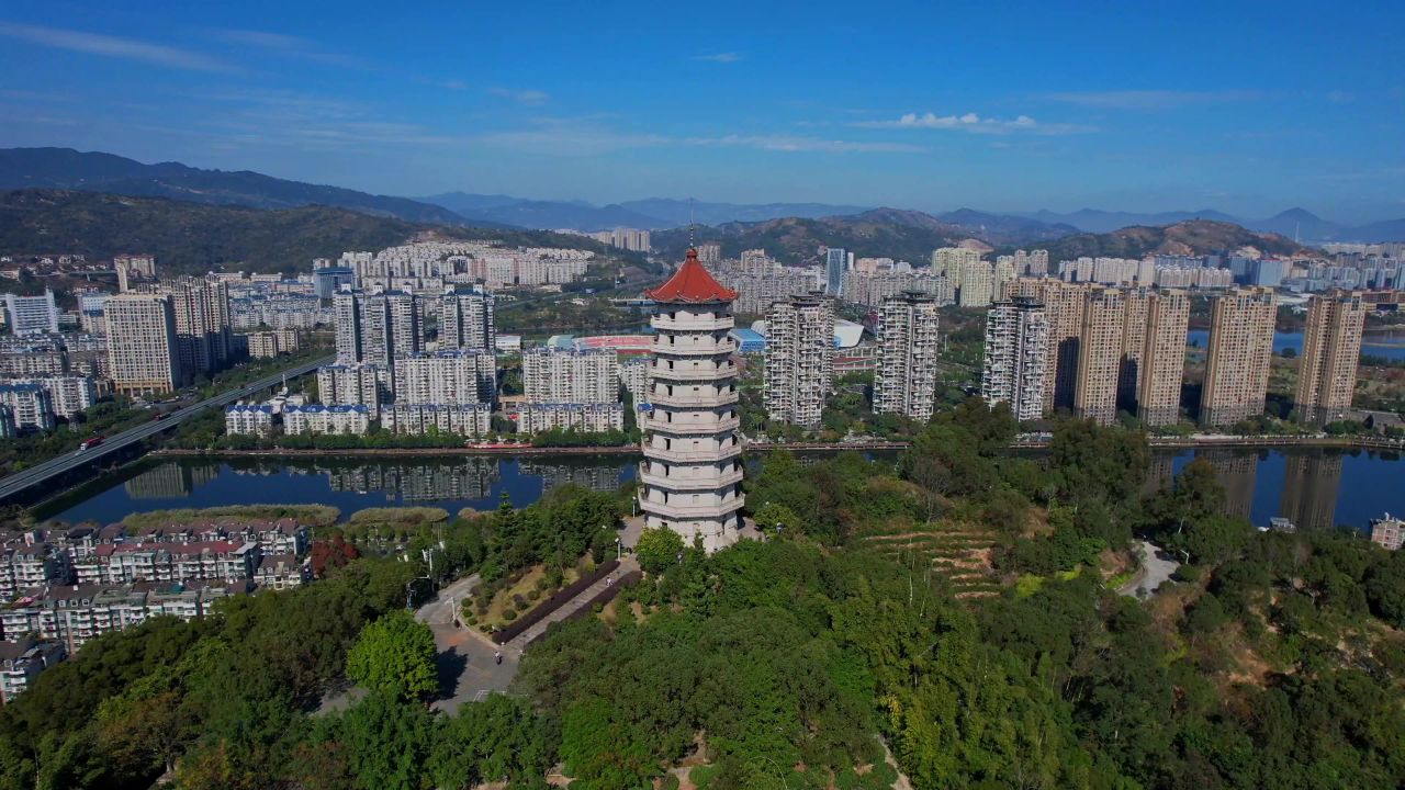 航拍宁德塔山公园景观