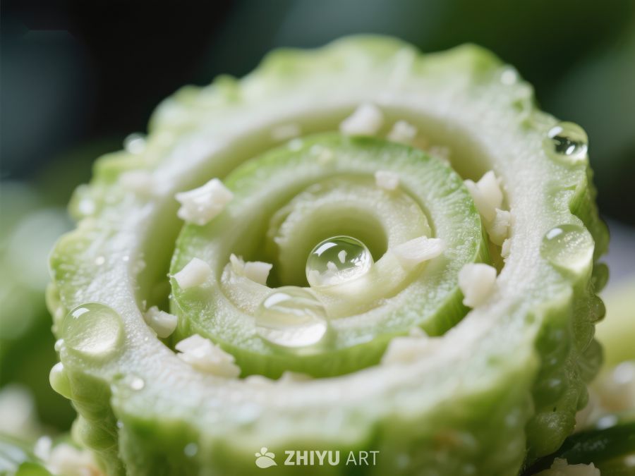 苦瓜切片螺旋造型，水珠点缀 652